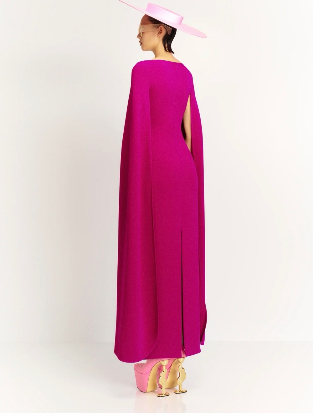 Solace London Fuchsia Cape-Back Maxi Dress